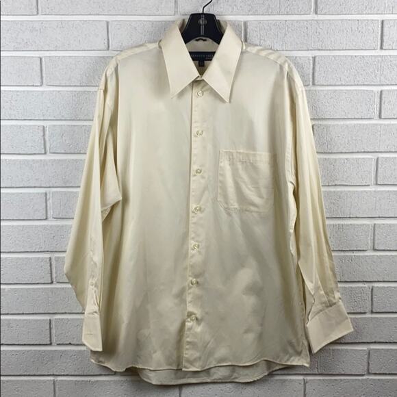 Kenneth Cole Men's Yellow Long Sleeve Button Down Dress Shirt Medium - Picture 1 of 8